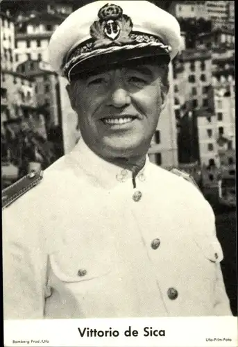 Sammelbild Schauspieler Vittorio de Sica, Portrait, Marinesoldat in Uniform