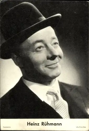 Sammelbild Schauspieler Heinz Rühmann, Portrait, Hut