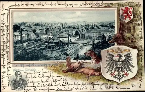 Präge Wappen Passepartout Ak Elberfeld Wuppertal, Gesamtansicht