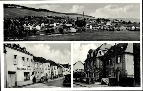 Ak Osann Monzel an der Mosel, Panorama, Gasthof Traut