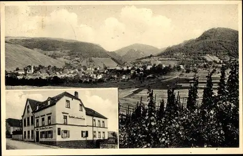 Ak Veldenz an der Mosel, Gesamtansicht, Gasthaus und Weineinkauf Peter Lohnerz