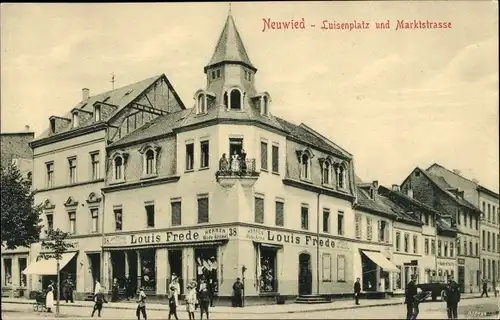 Ak Neuwied am Rhein, Luisenplatz und Marktstraße, Louis Frede