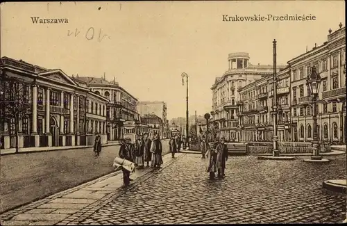 Ak Warszawa Warschau Polen, Krakowskie Przedmiescie, Krakauer Vorstadt