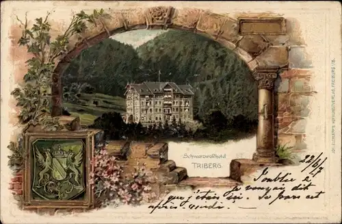 Präge Wappen Litho Triberg im Schwarzwald, Schwarzwaldhotel