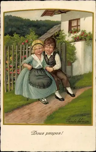 Künstler Ak Ebner, Pauli, Doux propos, Junge, Mädchen, Liebespaar