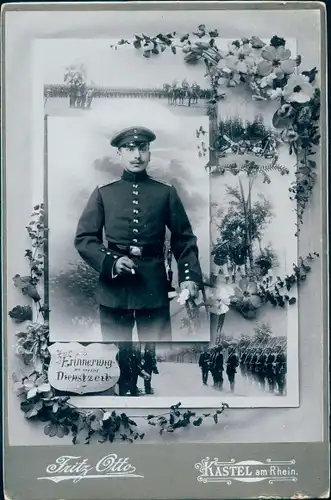 Kabinett Foto Mainz Kastel am Rhein Wiesbaden in Hessen, Deutscher Soldat in Uniform, Zigarette