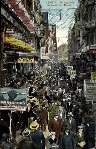 Ak Leipzig in Sachsen, Petersstraße während der Messe