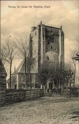 Ak Sint Anna ter Muiden Sluis Zeeland, Toren