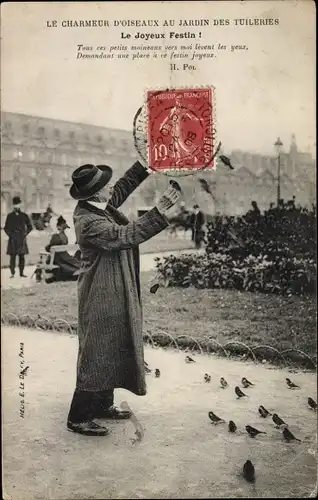 Ak Paris I Louvre, Jardin des Tuileries, le Charmeur d'Oiseaux