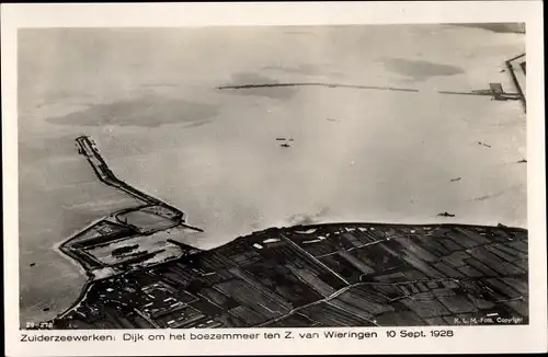 Ak Wieringen Hollands Kroon Nordholland Niederlande, Zuiderzeewerken Dijk om het boezemmeer