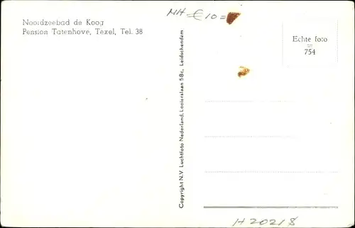 Ak De Koog Texel Nordholland Niederlande, Pension Tatenhove