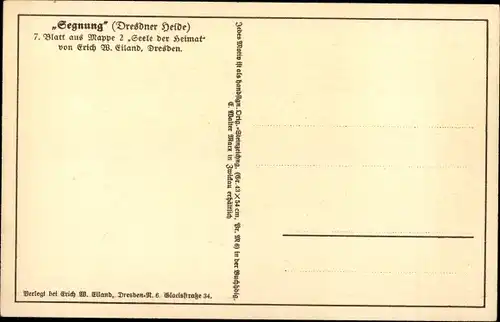 Künstler Ak Eiland, Dresden Loschwitz, Dresdner Heide, Segnung, Seele der Heimat