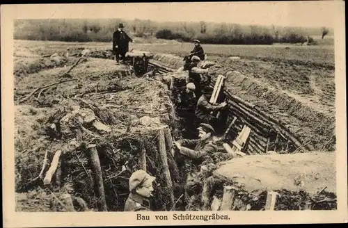 Ak Soldaten beim Bau von Schützengräben, I WK