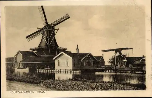 Ak Edam Volendam Nordholland Niederlande, Houtzaagmolen, Windmühle
