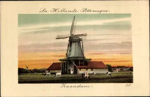 Ak Zaandam Zaanstad Nordholland, Windmühle