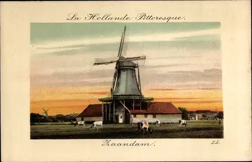 Passepartout Ak Zaandam Zaanstad Nordholland, Windmühle