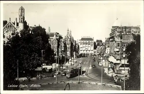 Ak Amsterdam Nordholland Niederlande, Leidse Plein, Straßenbahn