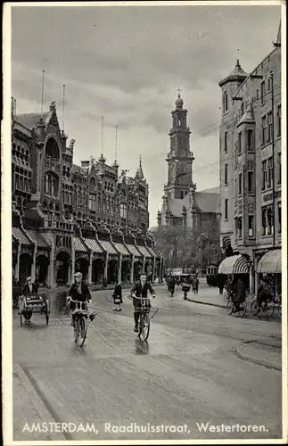 Ak Amsterdam Nordholland Niederlande, Raadhuisstraat, Westertoren