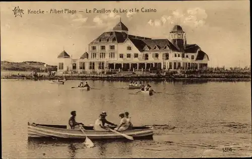 Ak Knokke Knocke Westflandern, Albert Plage, Le Pavillon du Lac et le Casino