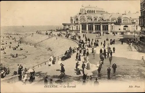 Ak Oostende Ostende Westflandern, Le Kursaal et la Plage