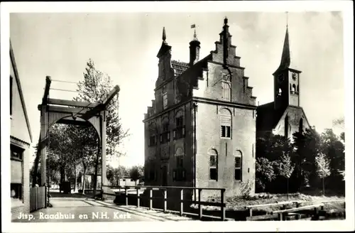 Ak Jisp Wormerland Nordholland Niederlande, Raadhuis en N. H. Kerk