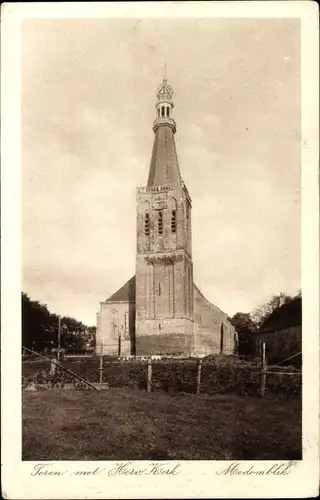 Ak Medemblik Nordholland Niederlande, Toren met Herv. Kerk