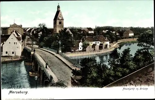 Ak Merseburg an der Saale, Neumarkt mit Brücke