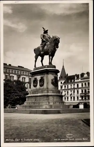 Ak Malmö Schweden, Carl X Gustafs staty
