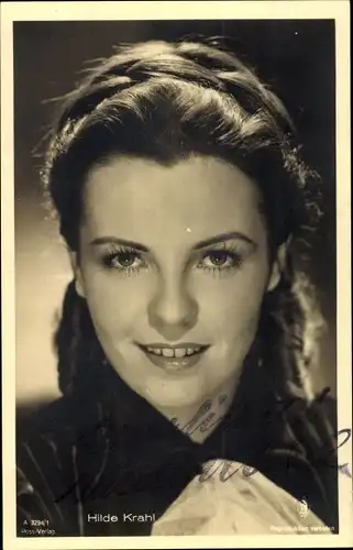 Ak Schauspielerin Hilde Krahl, Portrait, Ross Verlag A 3294 1, Autogramm