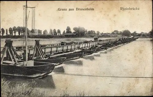 Ak Drusenheim Elsass Bas Rhin, Rheinbrücke