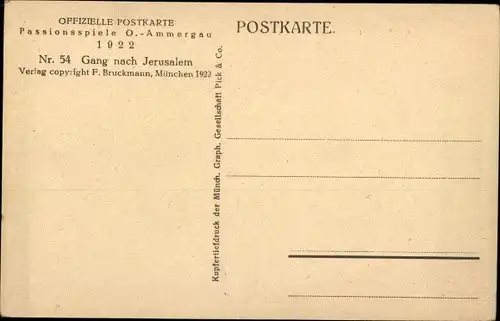 Ak Passionsspiele Oberammergau 1922, Gang nach Jerusalem