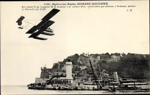 Ak Hydravion Biplan Morane Saulnier, Wasserflugzeug