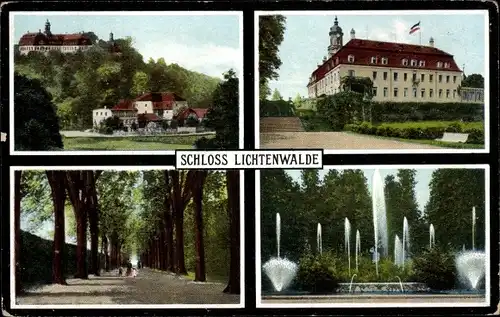 Ak Lichtenwalde Niederwiesa in Sachsen, Schloss Lichtenwalde, Park, Springbrunnen