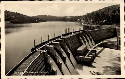 Ak Kriebstein in Sachsen, Zschopautalsperre, Sperrmauer