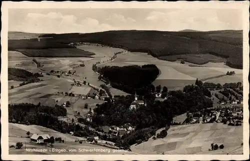 Ak Neuhausen Erzgebirge, Blick auf den Ort vom Schwartenberg