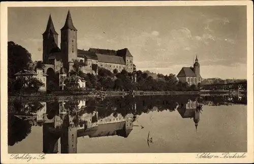 Ak Rochlitz an der Mulde, Schloss mit Petrikirche