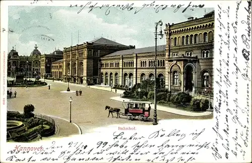 Ak Hannover in Niedersachsen, Bahnhof, Kutsche