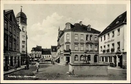 Ak Pulsnitz Sachsen, Neumarkt, Apotheke, Geschäfte