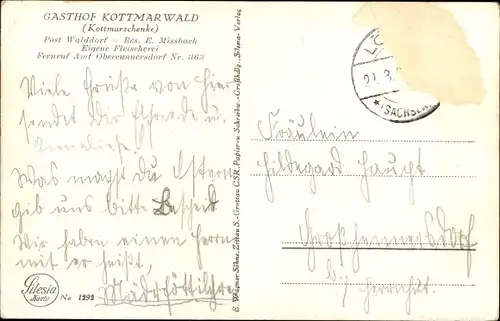 Ak Walddorf Kottmar in der Oberlausitz, Gasthof Kottmarwald, Kottmarschenke