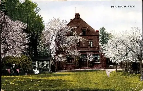 Ak Rothstein Rotstein Reichenbach in der Oberlausitz, Gasthaus, Baumblüte