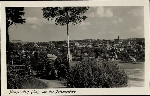 Ak Neugersdorf in der Lausitz, Stadtpanorama von Felsenmühle