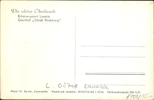 Ak Lauba Lawalde in der Lausitz, Gasthof Stadt Hamburg