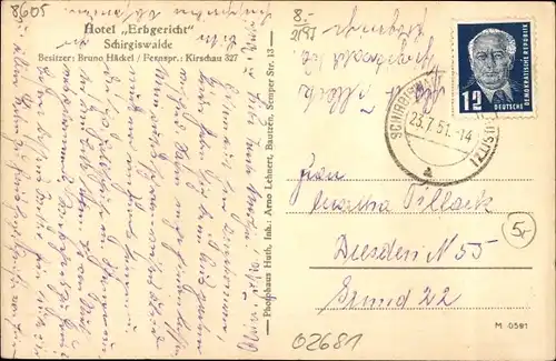 Ak Schirgiswalde in der Lausitz, Hotel Erbgericht