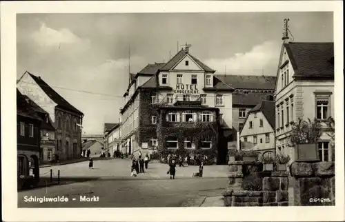 Ak Schirgiswalde in der Lausitz, Markt, Hotel Erbgericht
