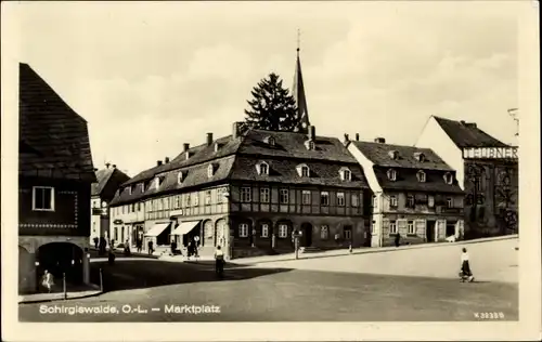 Ak Schirgiswalde in der Oberlausitz Sachsen, Marktplatz