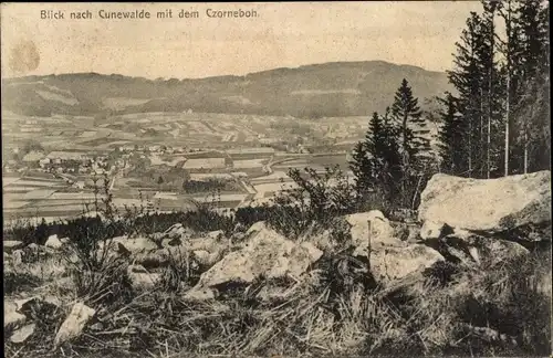 Ak Cunewalde in der Oberlausitz, Panorama vom Bieleboh, Blick zum Czorneboh