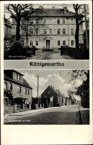 Ak Königswartha in der Oberlausitz, Feierabendheim, Hauptstraße, Post