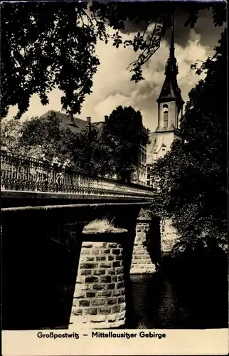 Ak Großpostwitz in Sachsen, Mittellausitzer Gebirge, Brücke