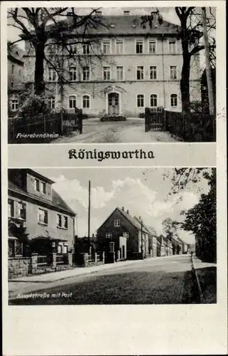 Ak Königswartha in der Oberlausitz, Feierabendheim, Hauptstraße, Post