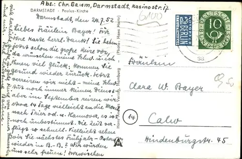 Ak Darmstadt in Hessen, Paulus-Kirche